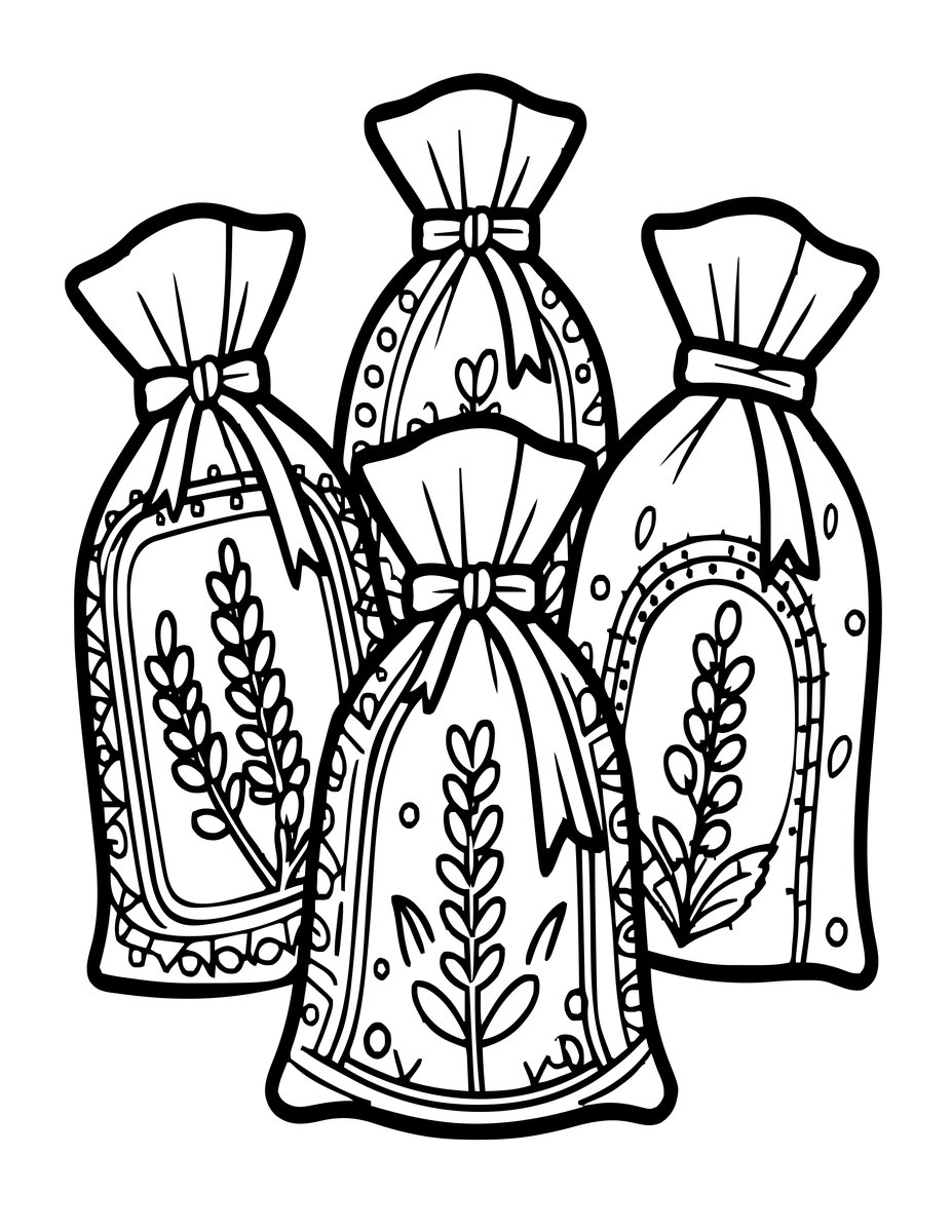 Lavender Sachets - free printable coloring page