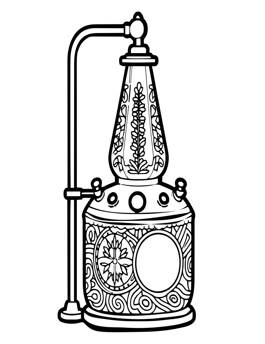 Lavender Distillation - free printable coloring page