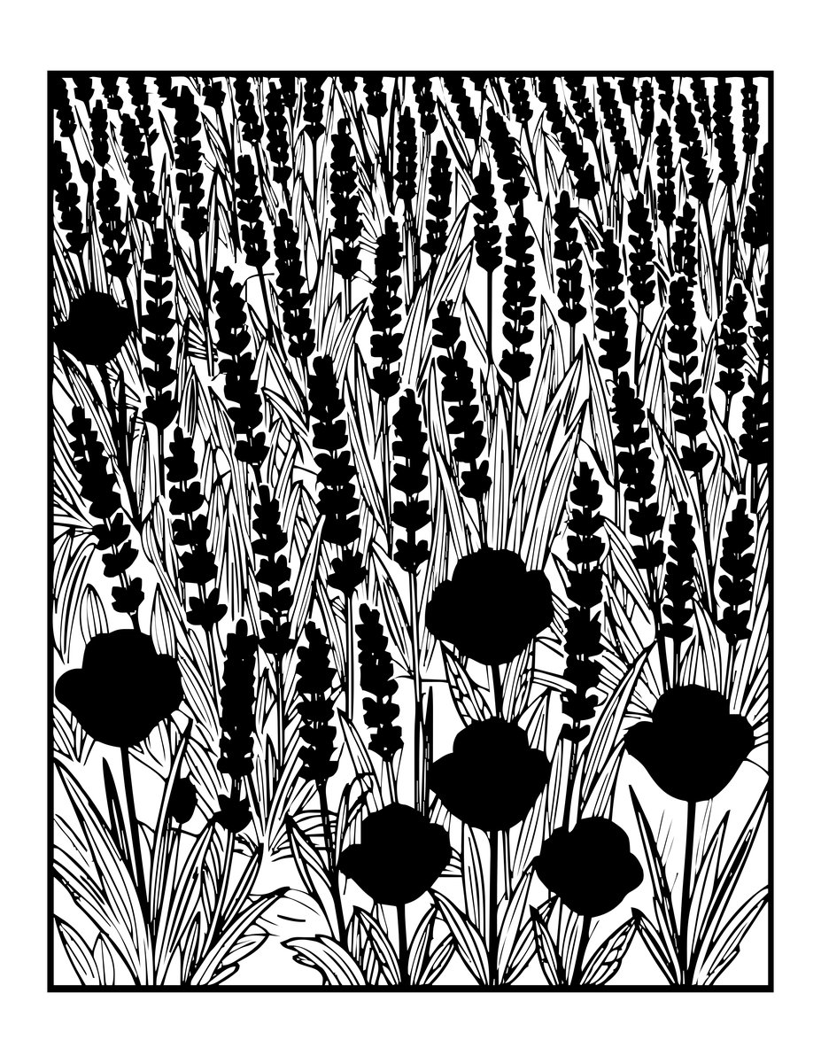 Lavender and Poppy - free printable coloring page
