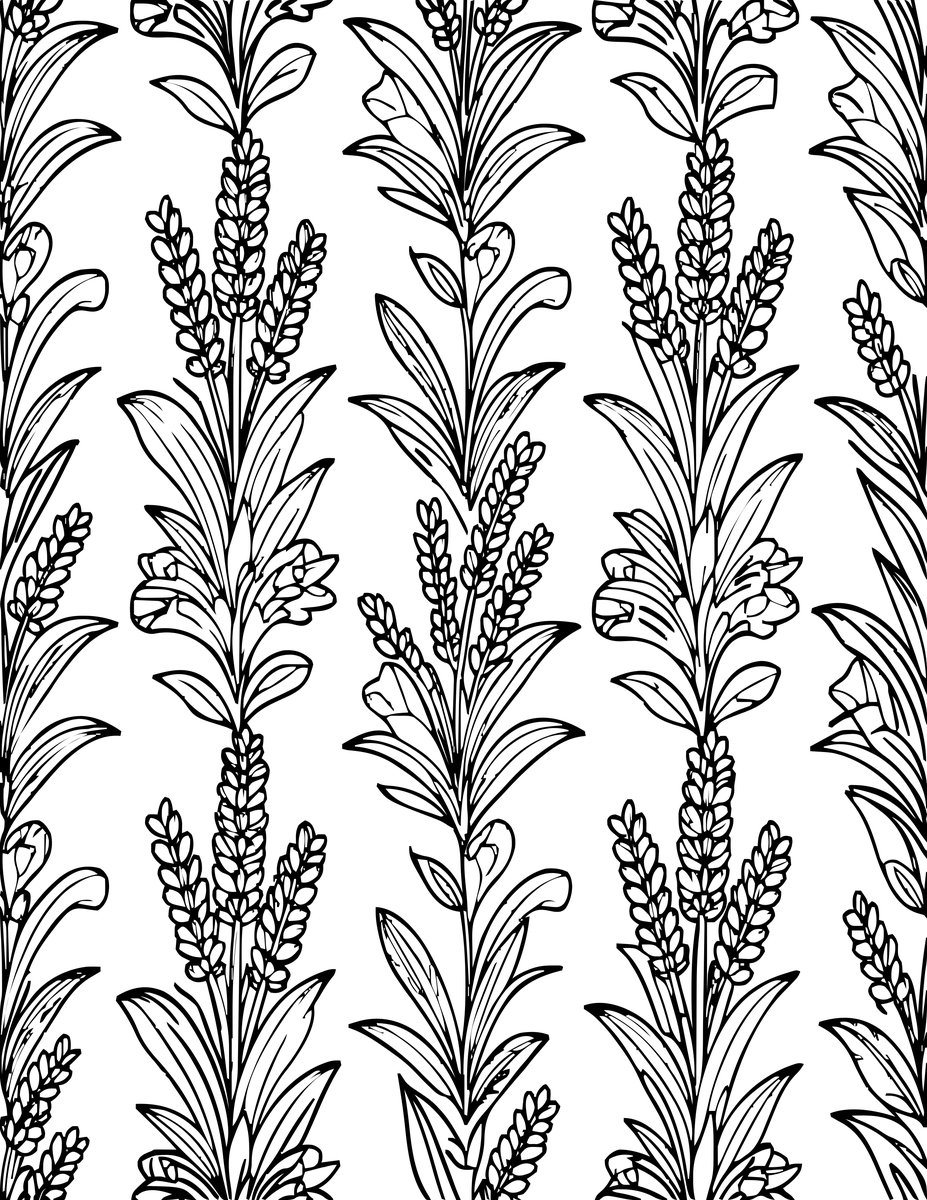 Lavender Field Pattern - free printable coloring page