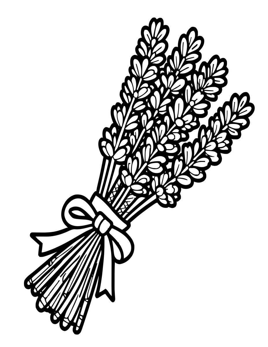 Lavender Bouquet - free printable coloring page
