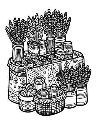 Lavender Market - Free printable coloring page