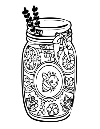 Lavender Honey Jar - Free printable coloring page