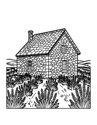 Lavender Farmhouse - Free printable coloring page