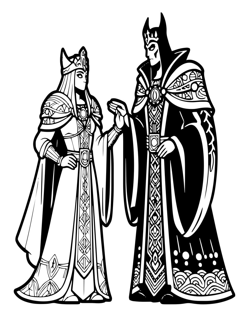 Lich vs Paladin - free printable coloring page
