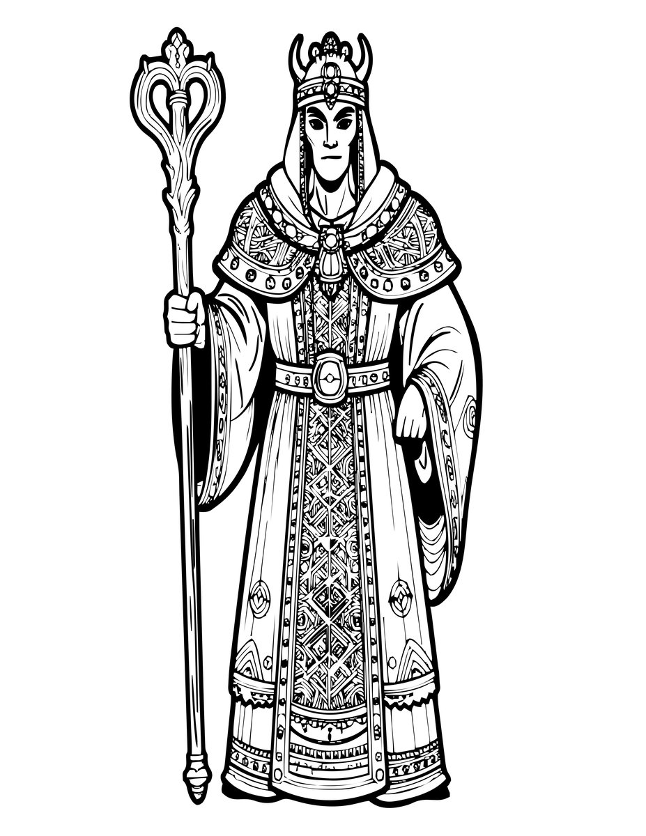 Robed Lich - free printable coloring page