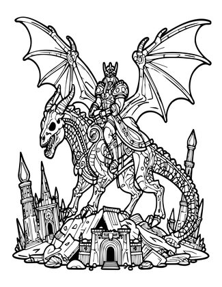 Undead Dragon Mount - Free printable coloring page