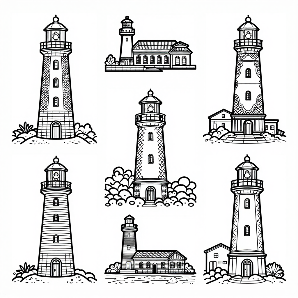 Lighthouses coloring pages collection - 30 free printable pages