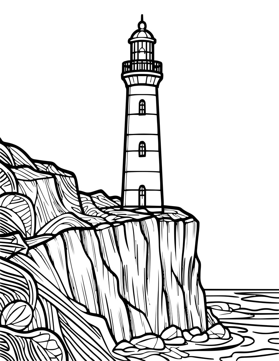 Rocky Cliff - free printable coloring page