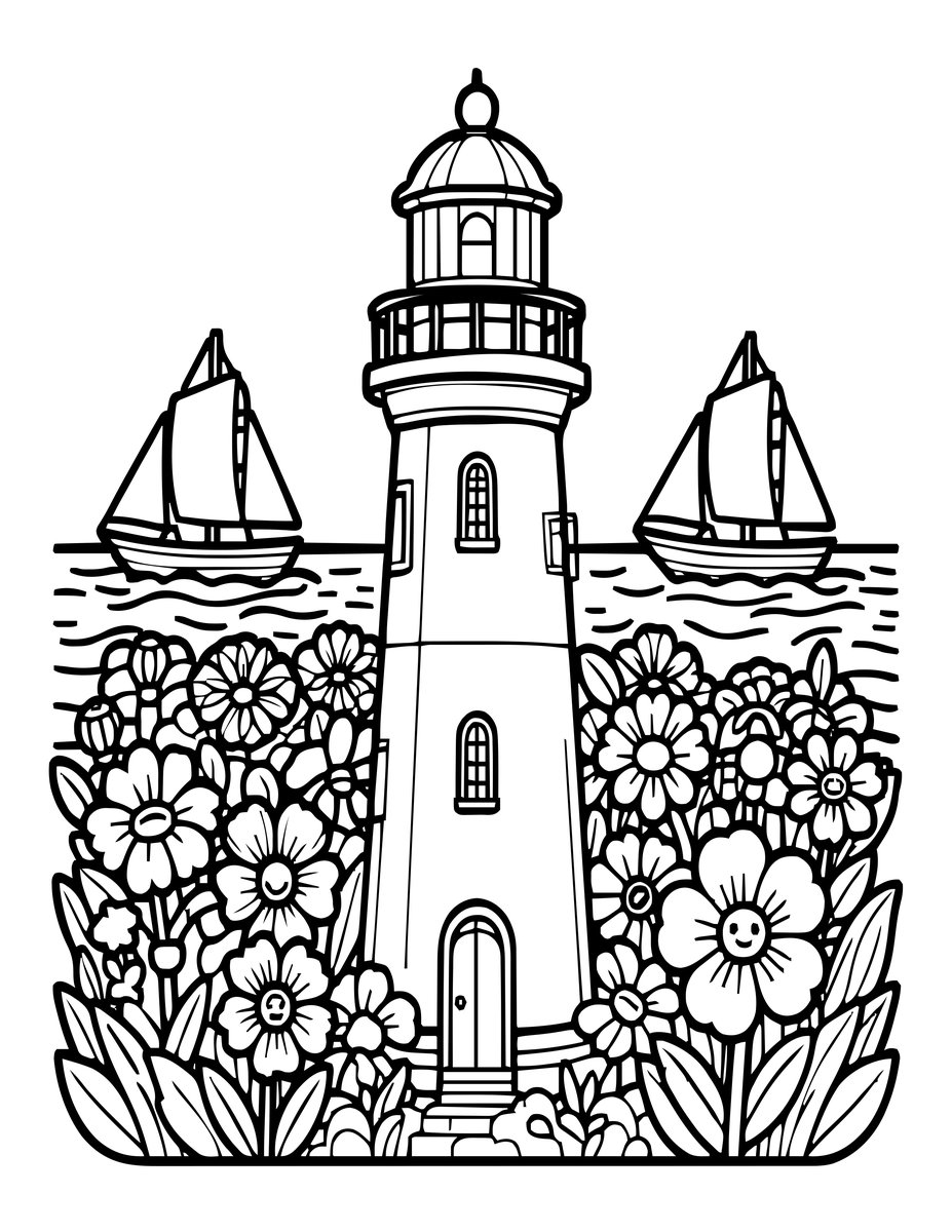 Flowers at Base - free printable coloring page