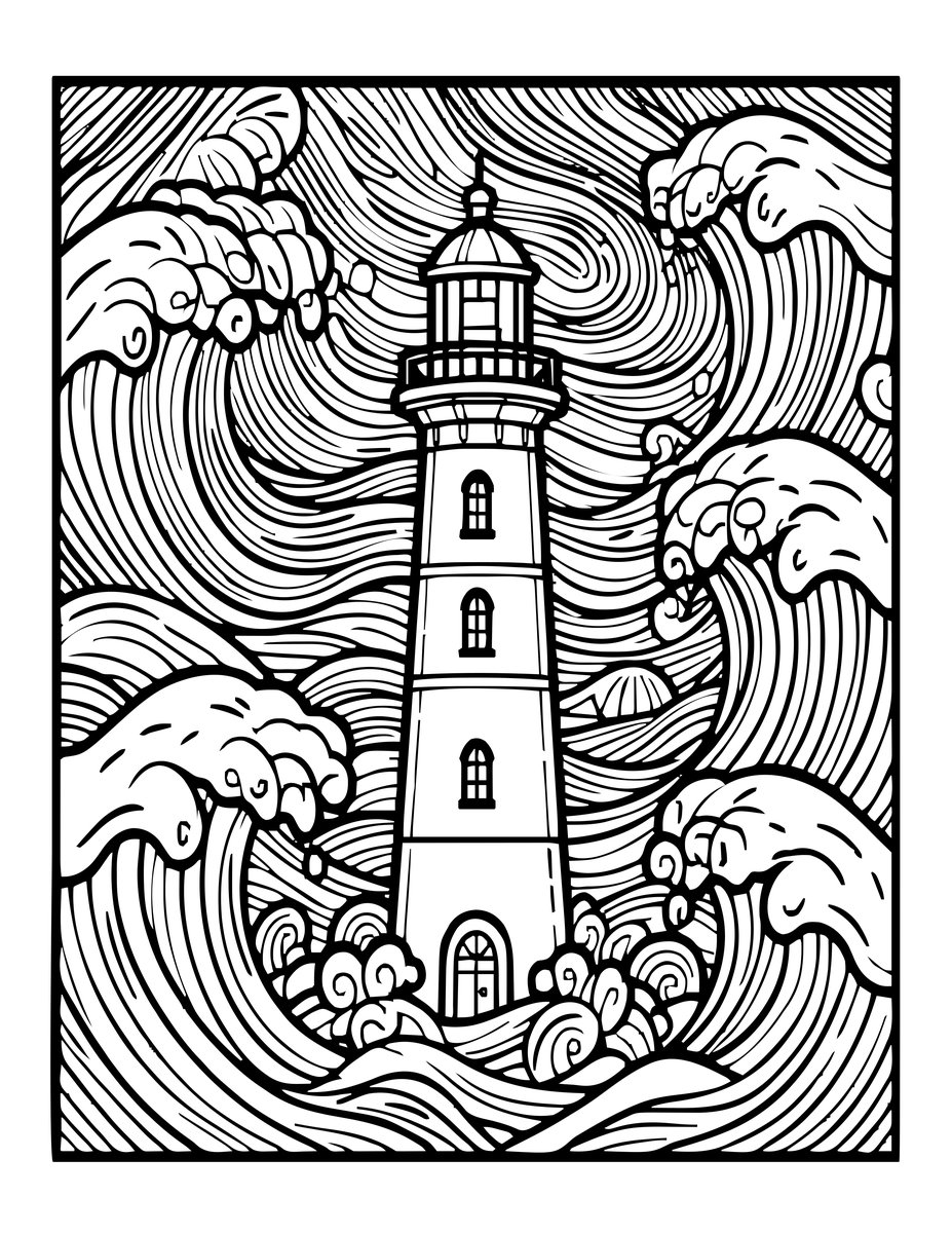 Storm at Sea - free printable coloring page