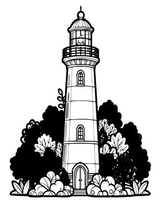 Autumn Lighthouse - Free printable coloring page