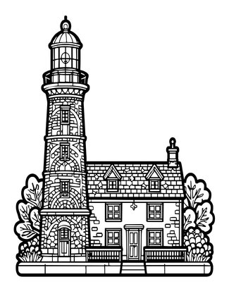 Keeper's Cottage - Free printable coloring page