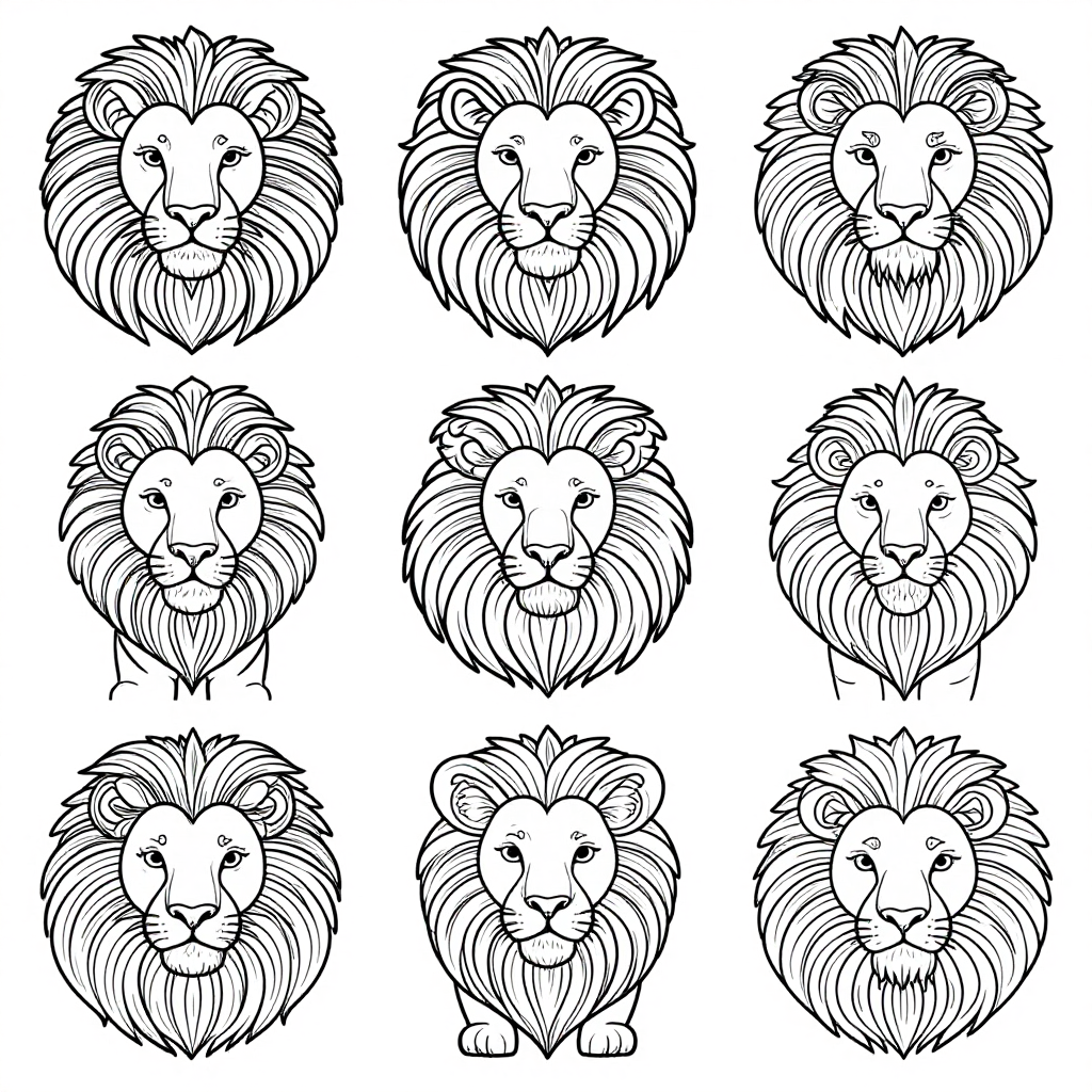 Lions coloring pages collection - 30 free printable pages
