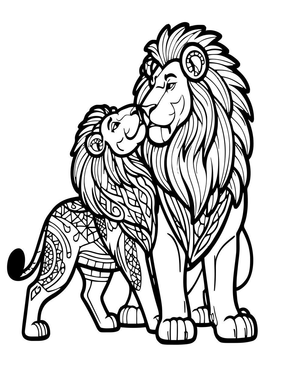 Lions Mating - free printable coloring page