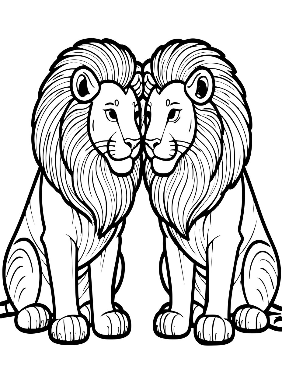 Lionesses Greeting - free printable coloring page