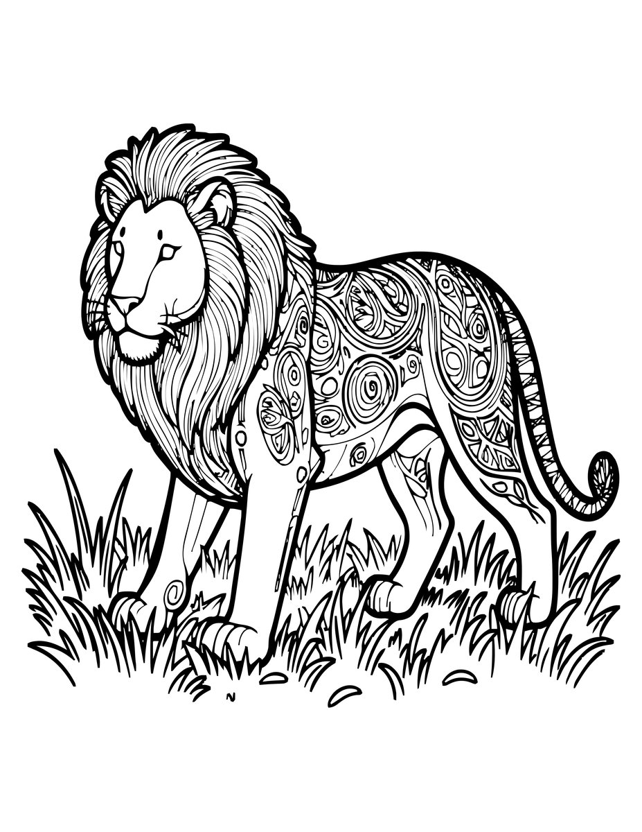 Lioness Hunting - free printable coloring page