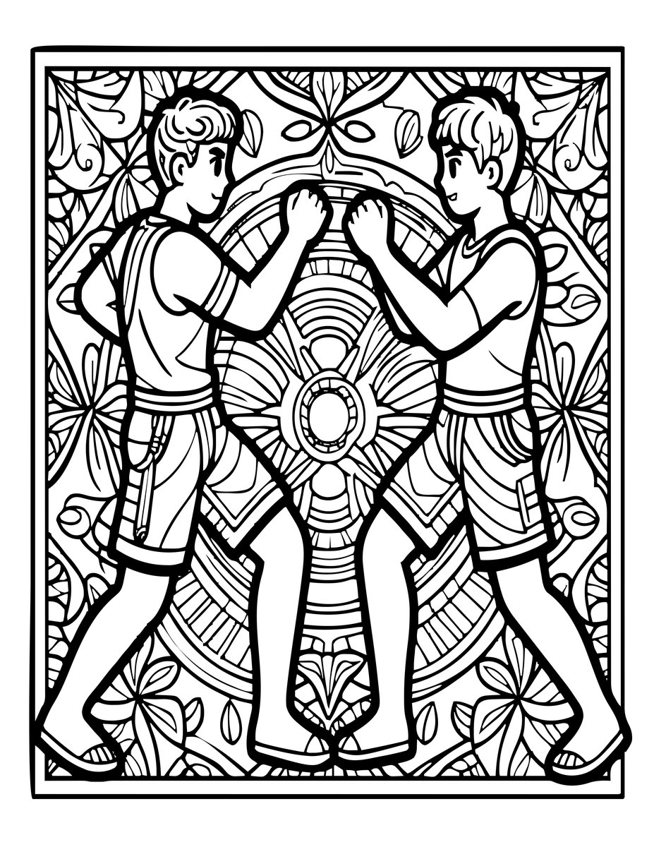 Lions Fighting - free printable coloring page