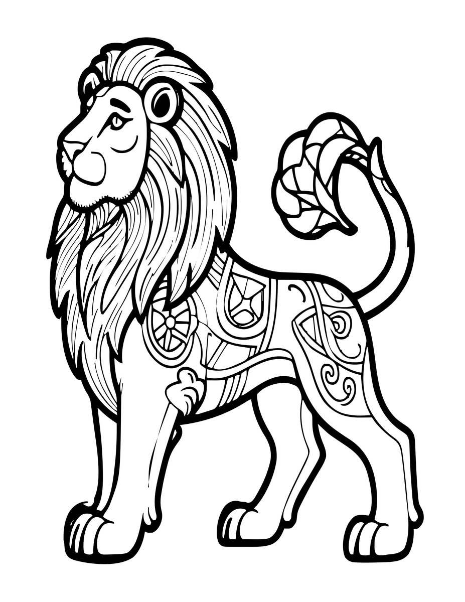 Heraldic Lion - free printable coloring page