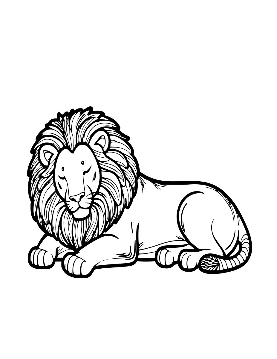 Lion Sleeping - free printable coloring page