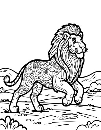 Lion Running - Free printable coloring page