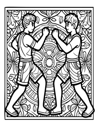 Lions Fighting - Free printable coloring page