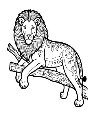 Lioness in Tree - Free printable coloring page