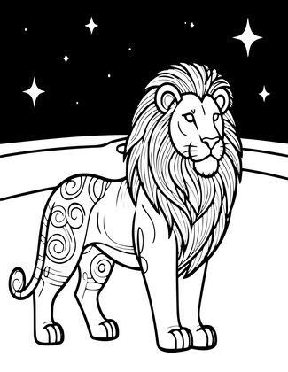 Lions at Night - Free printable coloring page