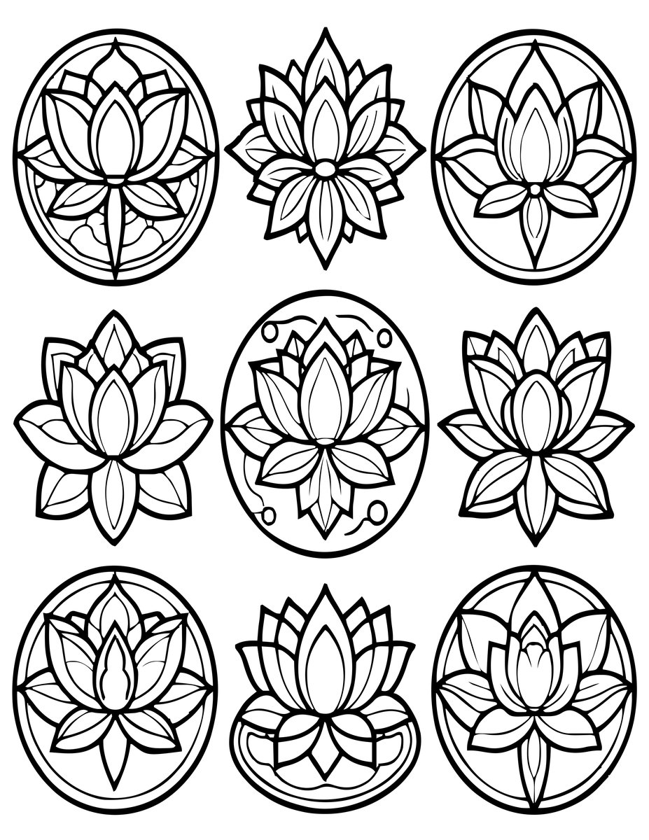 Lotus Pattern - free printable coloring page