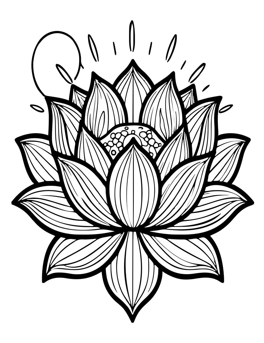 Lotus at Sunrise - free printable coloring page