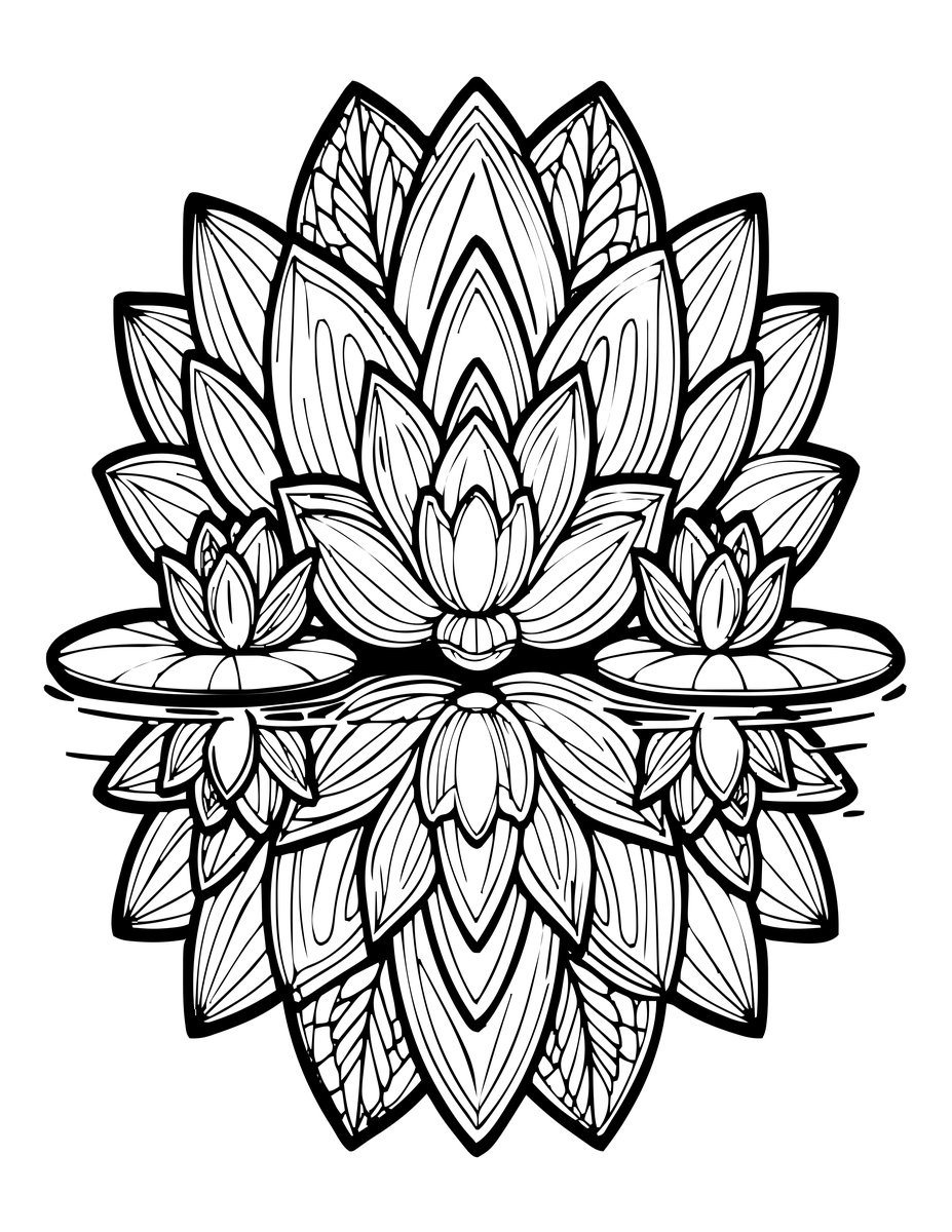 Lotus Reflection - free printable coloring page