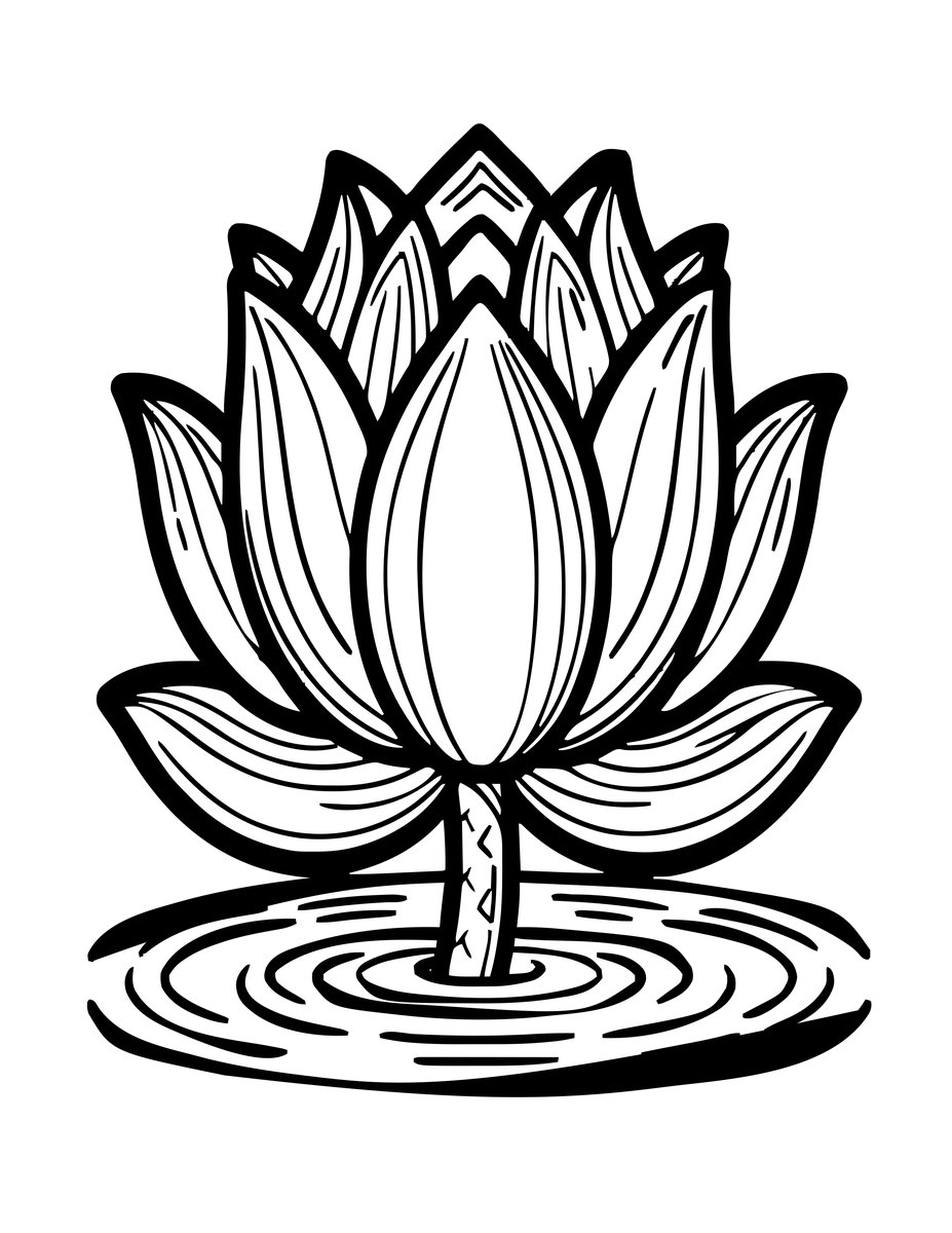 Lotus Bud - free printable coloring page