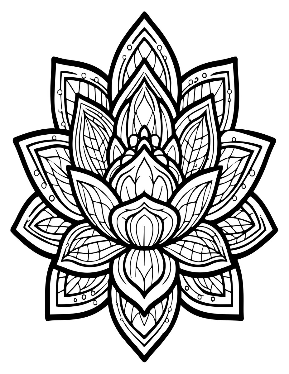 Blue Lotus - free printable coloring page