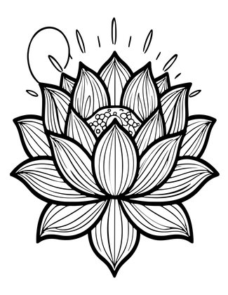 Lotus at Sunrise - Free printable coloring page