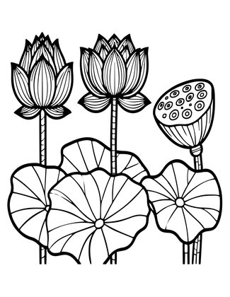Sacred Lotus Sequence - Free printable coloring page