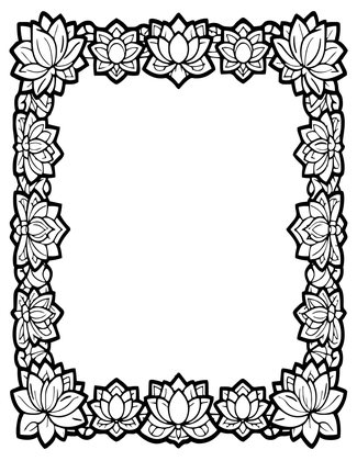 Lotus Border - Free printable coloring page
