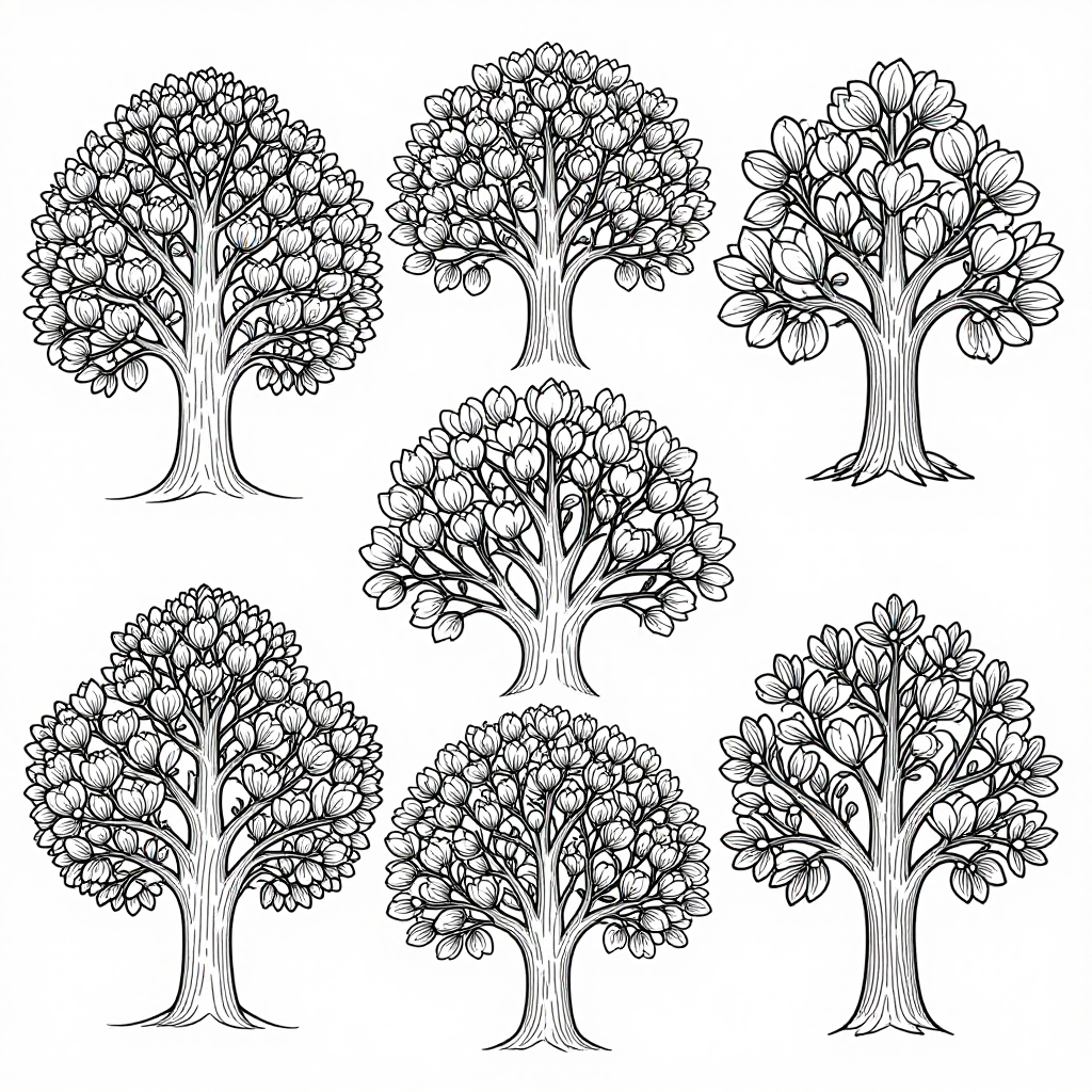 Magnolia Trees coloring pages collection - 30 free printable pages