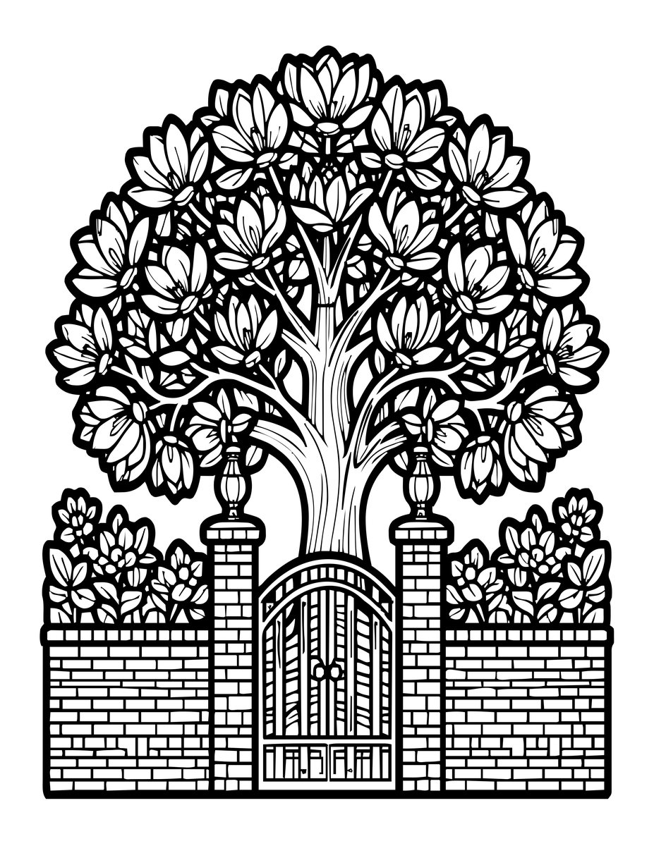 Magnolia Lane - free printable coloring page