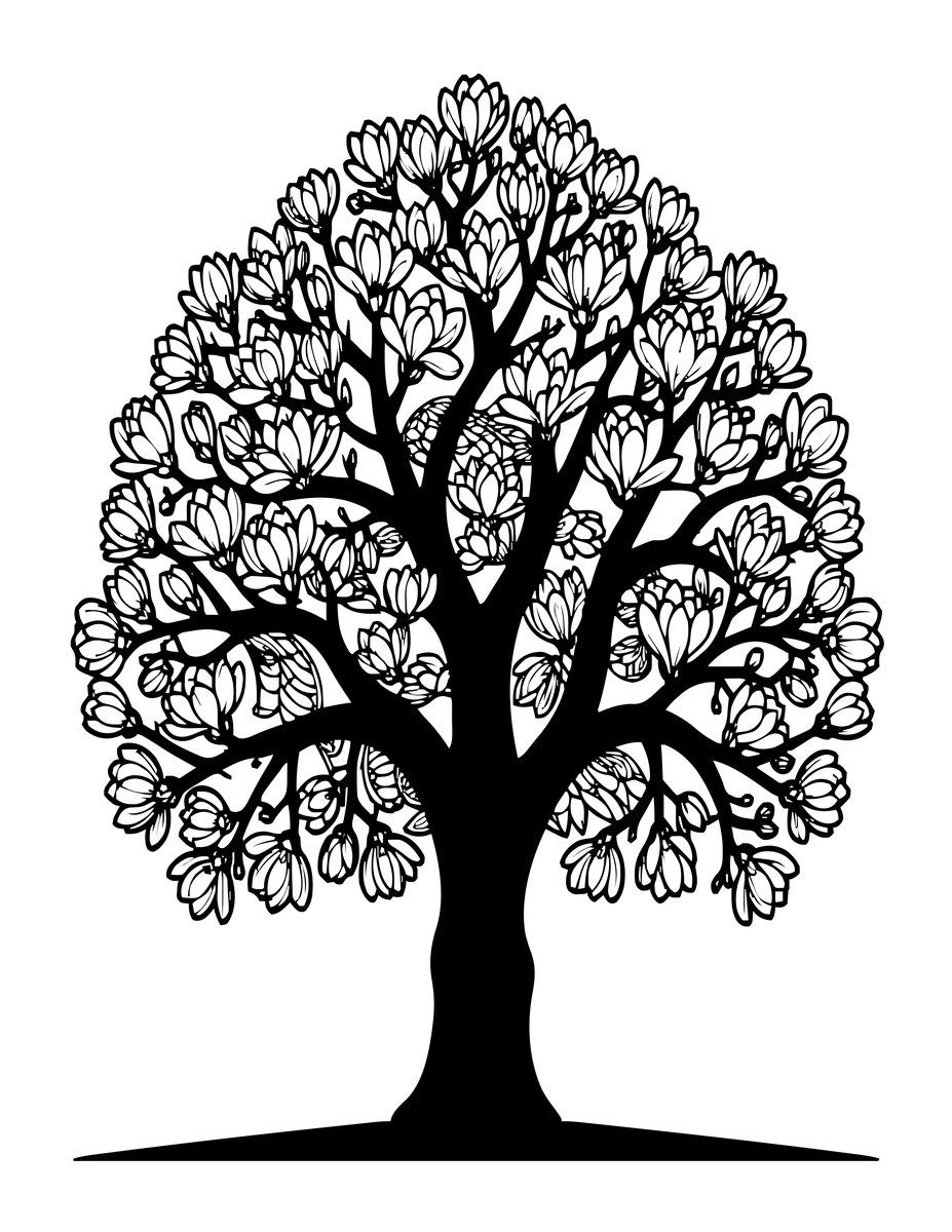 Magnolia Silhouette - free printable coloring page