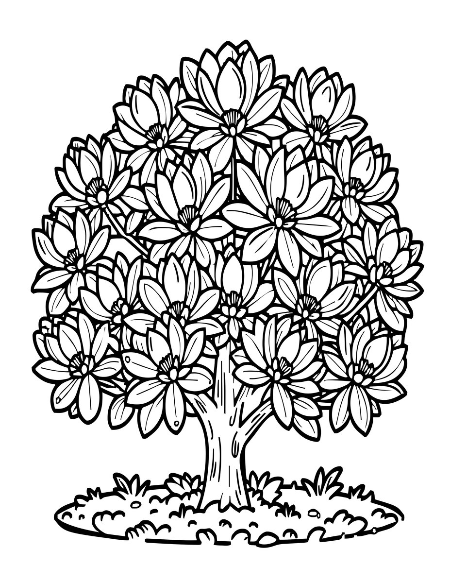 Dwarf Magnolia - free printable coloring page
