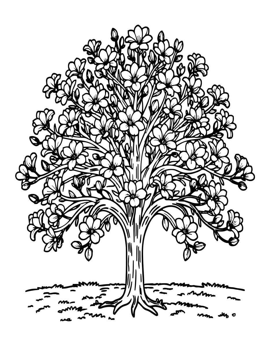 Yellow Magnolia - free printable coloring page