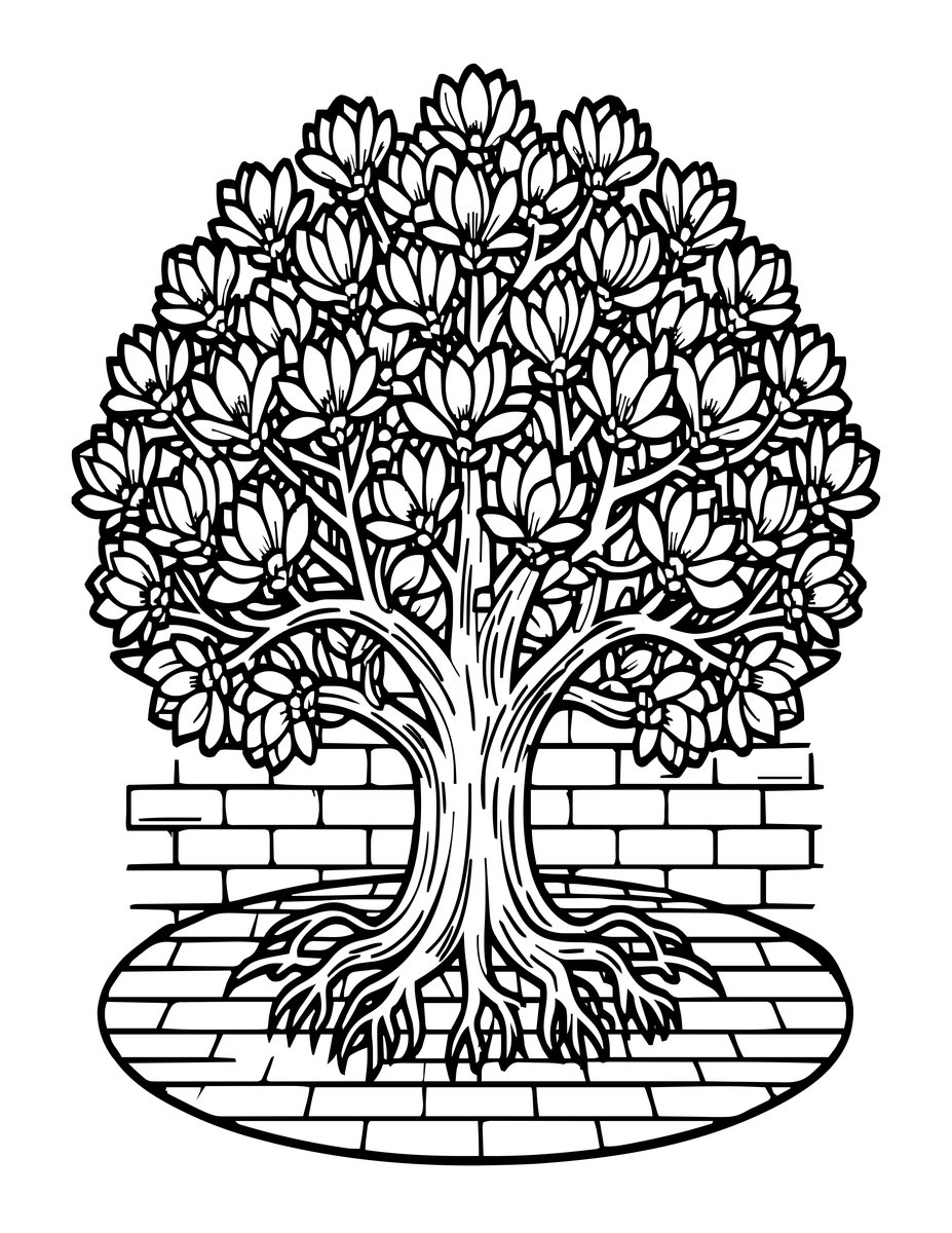 Magnolia Courtyard - free printable coloring page