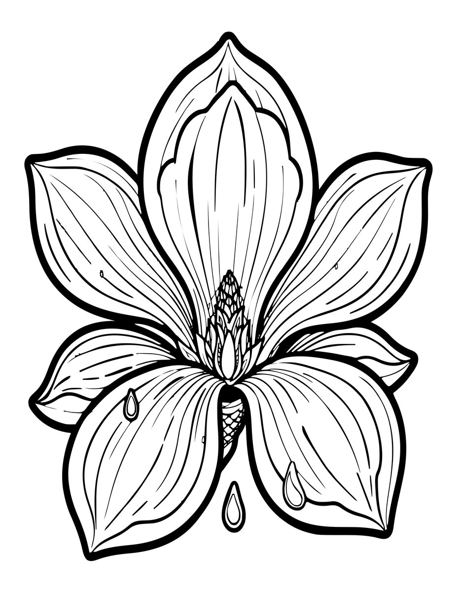Rain on Magnolia - free printable coloring page