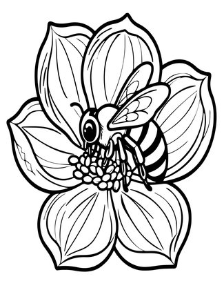 Magnolia and Bee - Free printable coloring page