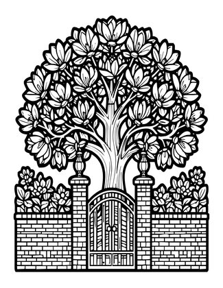 Magnolia Lane - Free printable coloring page