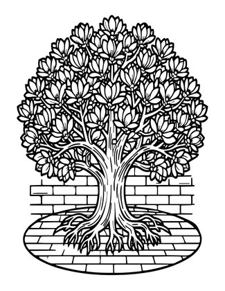 Magnolia Courtyard - Free printable coloring page