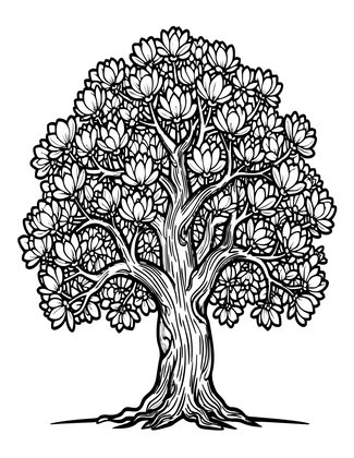 Ancient Magnolia - Free printable coloring page