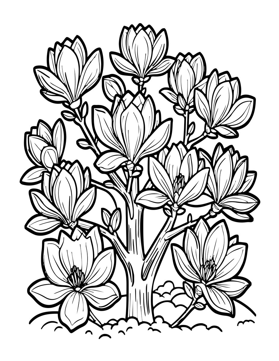 Yellow Magnolia - free printable coloring page