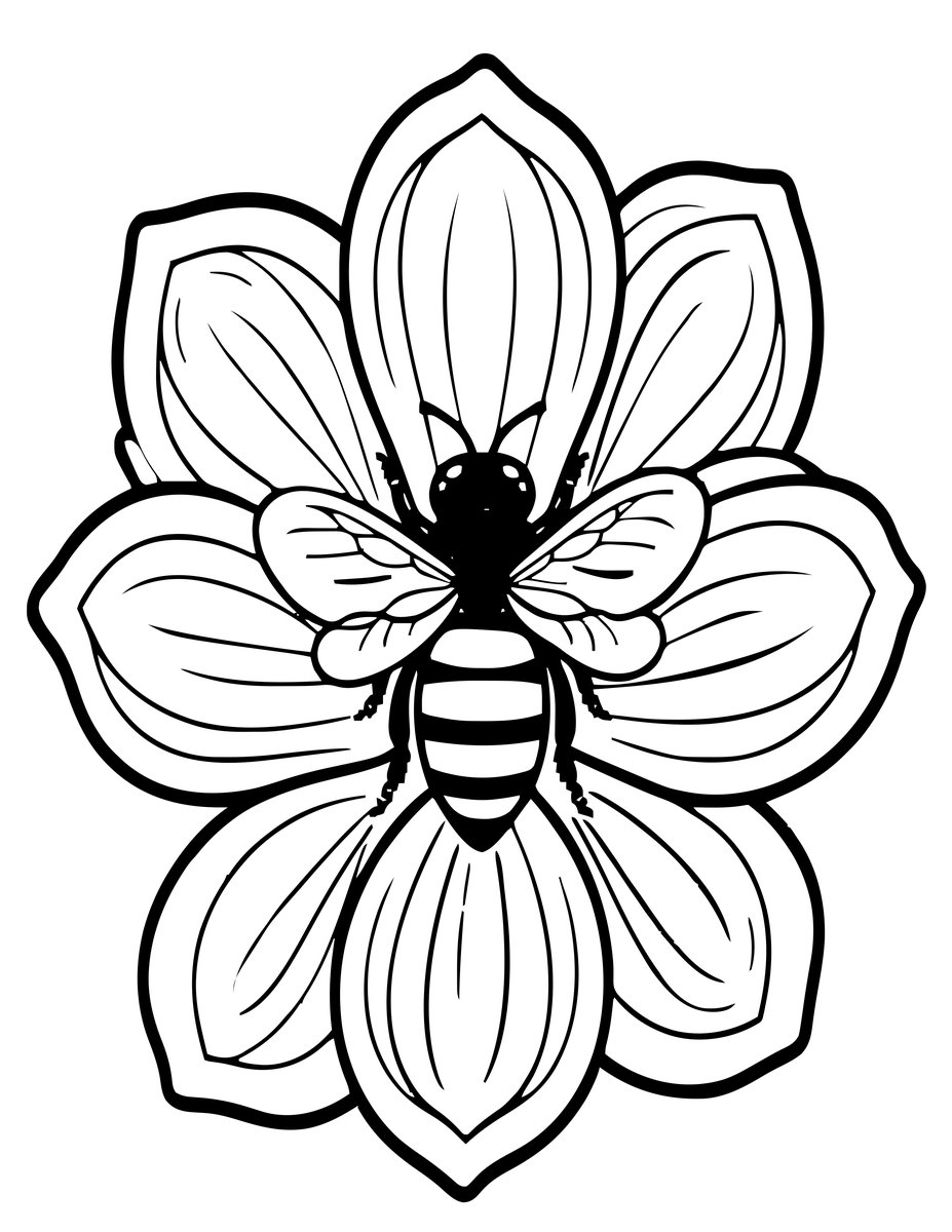 Magnolia and Bee - free printable coloring page