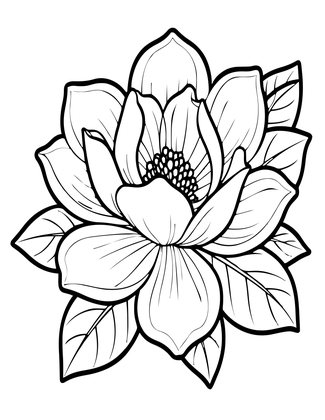 Southern Magnolia - Free printable coloring page